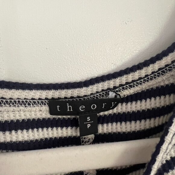 Theory Striped Short Sleeve Navy & White Cotton T-Shirt Dress Size Small - Picture 3 of 6